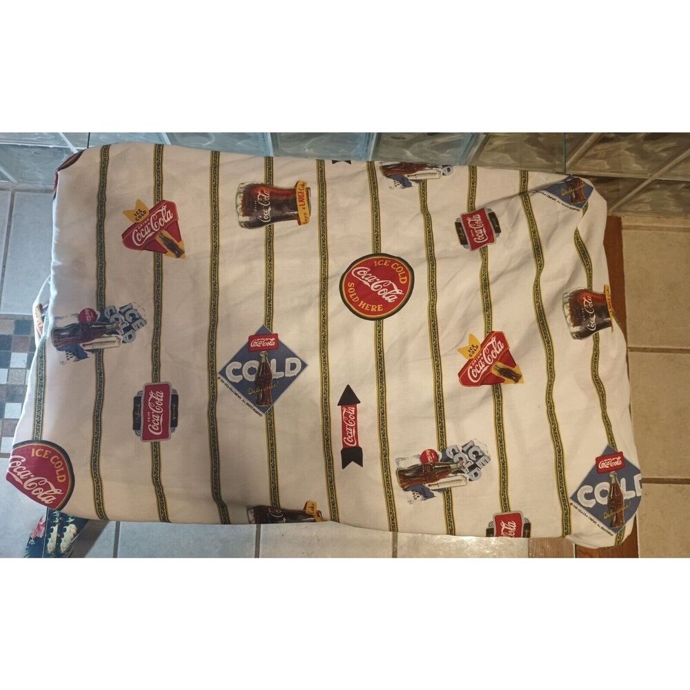 Vintage Coca Coca King Size Fitted Sheet Excellent Condition Fast Free Shipping